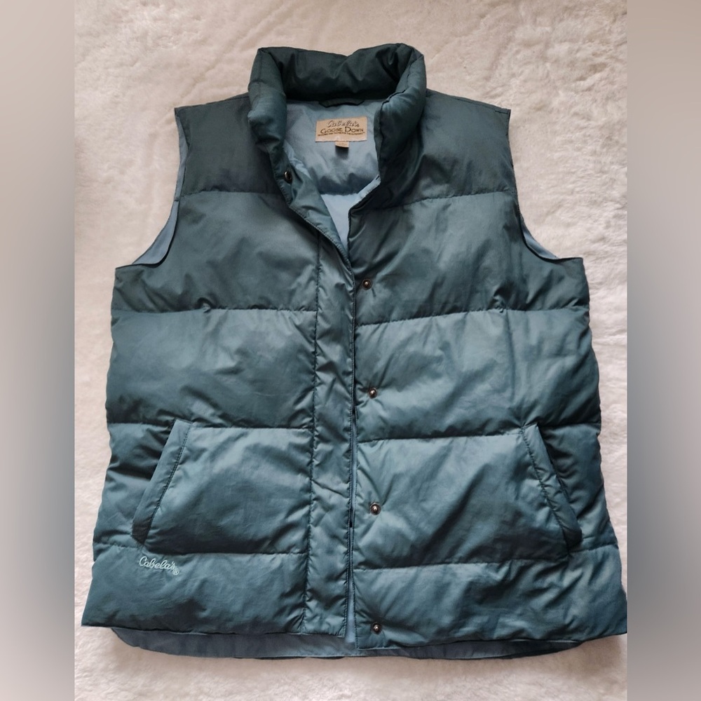 CABELA'S Goose Down Vest Jade Green Size L
